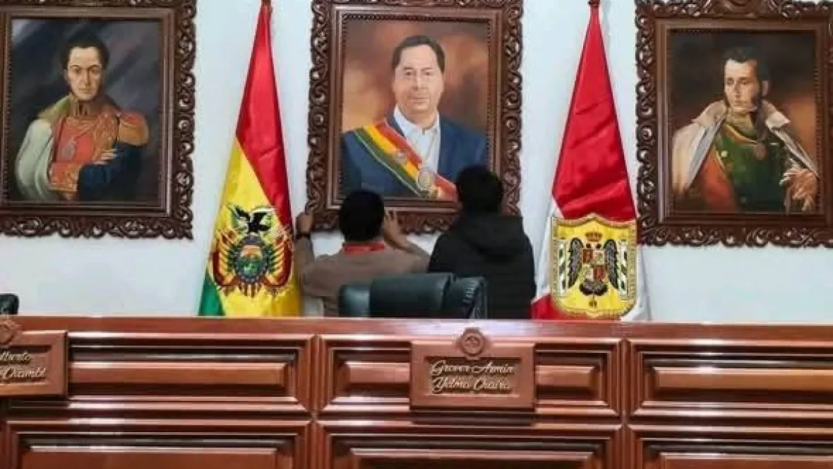 Asamblea de Potosí retira el cuadro de Luis Arce antes de la posesión del nuevo gobierno