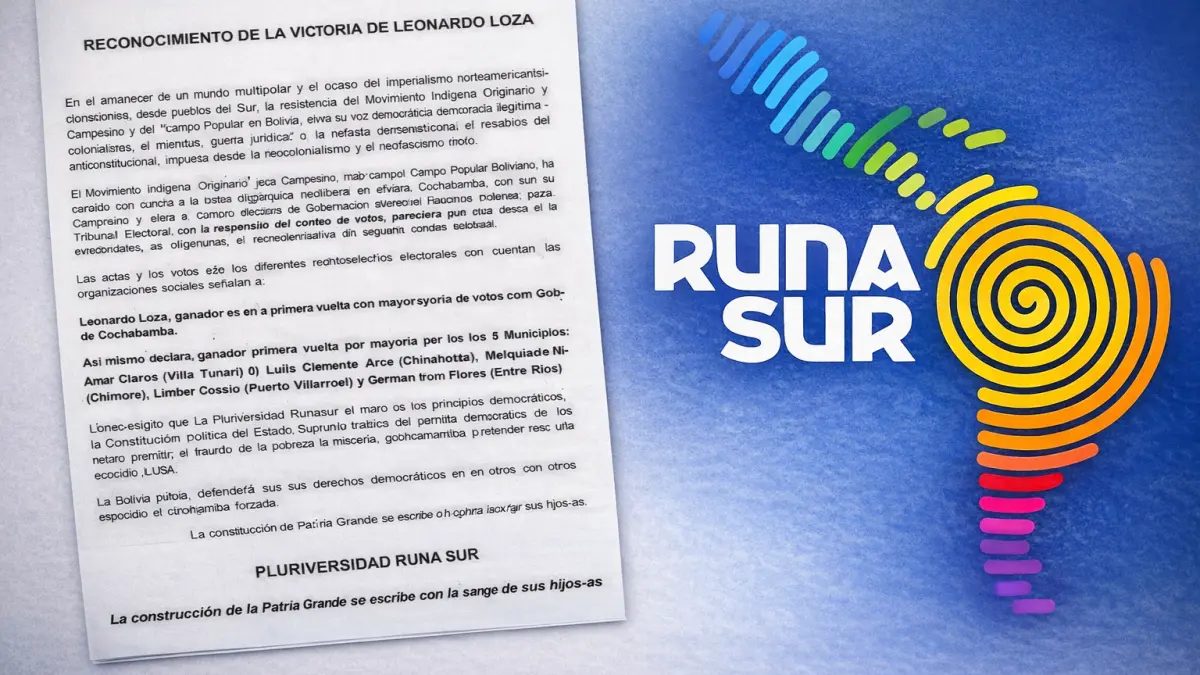 Runasur y Pluriversidad reconocen victoria de Loza y alertan posible fraude electoral